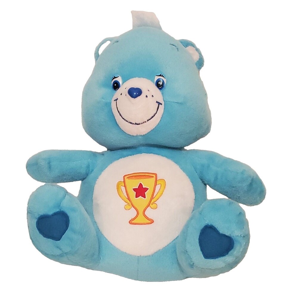 Care Bears Champ Bear Plush 11" 2004 Blue Trophy Teddy Nanco Champion Cup